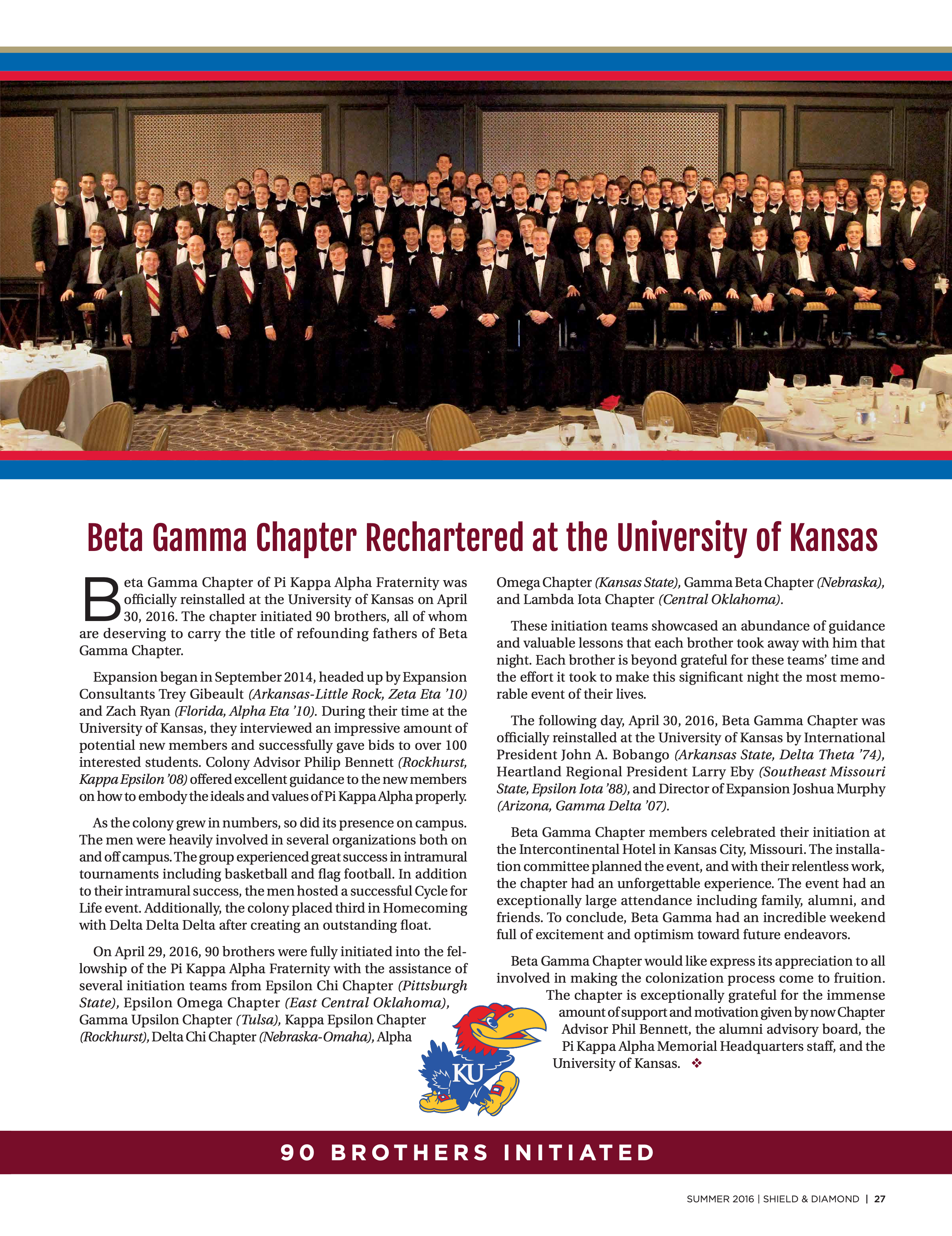 Beta Gamma Chapter Rechartered at the University of Kansas